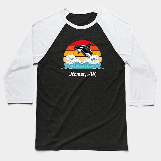 Homer Alaska Distressed Orca Killer Whale Waves Art Baseball T-Shirt by twizzler3b